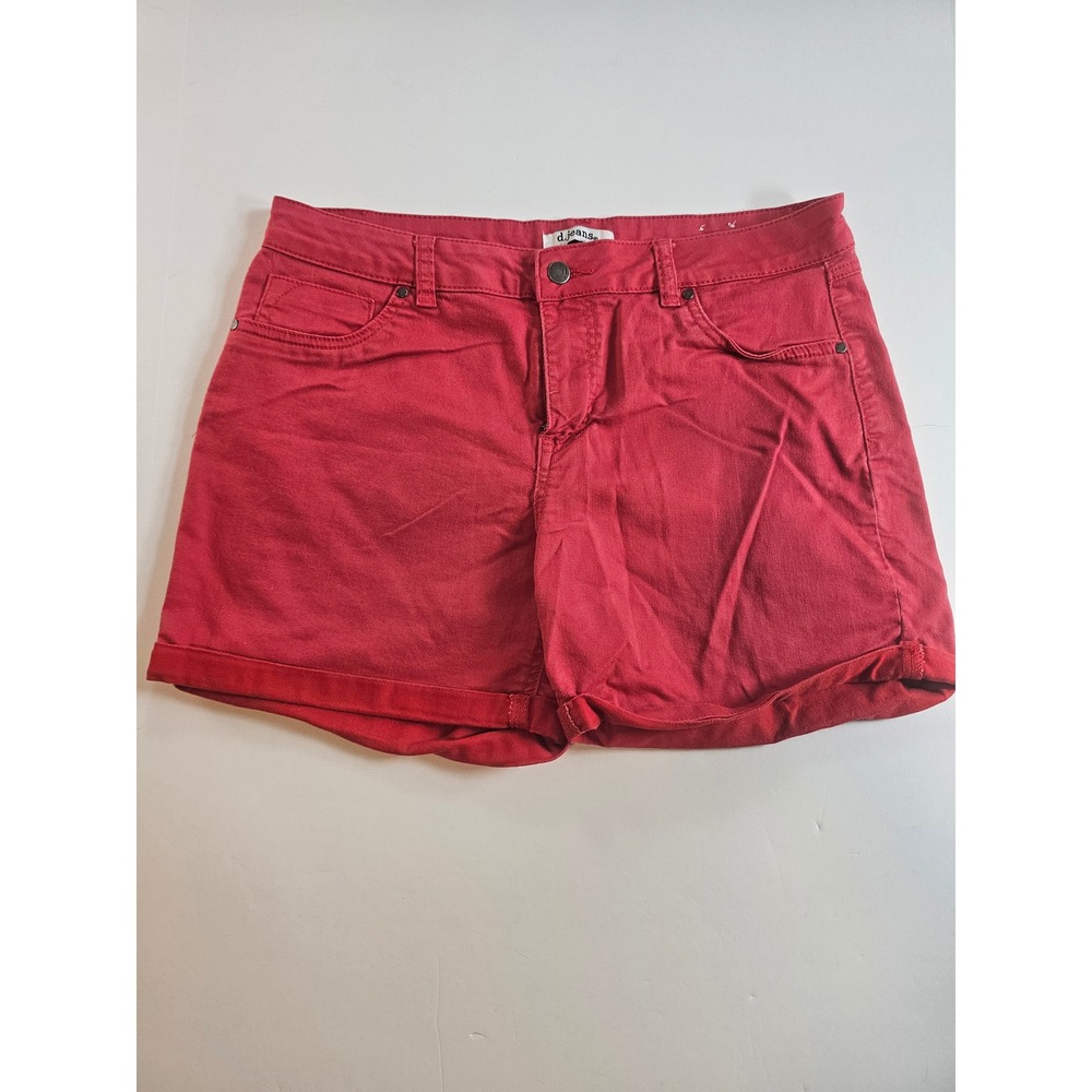 d.jeans Denim Shorts Women 14 Red Cuffed Casual Summer Stretch